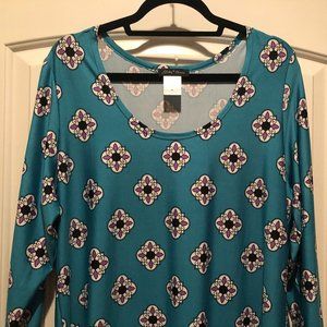 Slinky Turquoise Print Tunic
